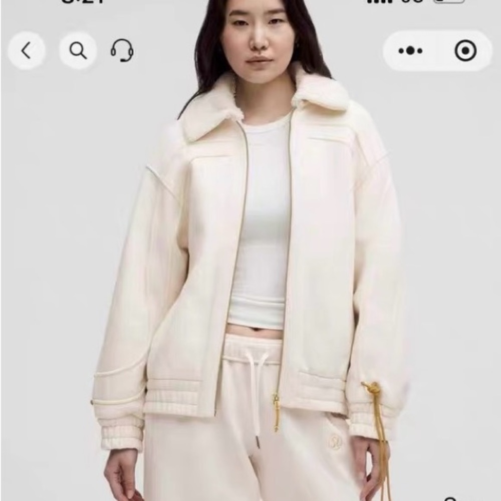Lululemon Oversized Boucle-Collar Cream Sherpa-Lined Jacket NewYear version
